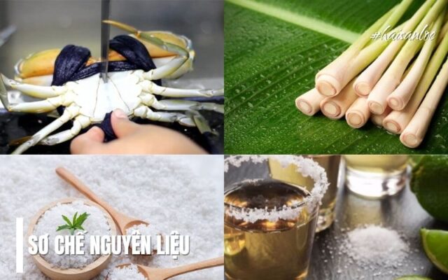 Nguyên liệu cần chuẩn bị cho món cua biển hấp xả