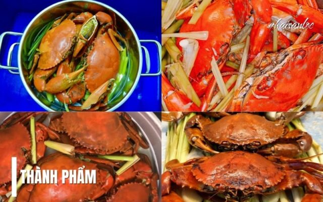 Cua biển hấp sả ngon chuẩn nhà hàng, vỏ đỏ bóng, thịt mềm mại ngọt ngon