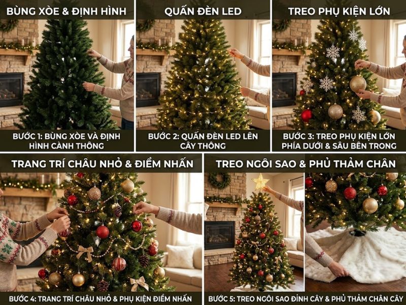 7 Cách Trang Trí Cây Thông Noel Đẹp, Độc Đáo Chuẩn Decor 3 cách trang trí cây thông noel