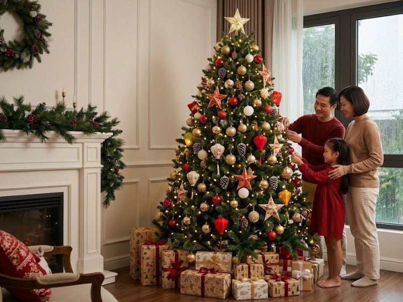 7 Cách Trang Trí Cây Thông Noel Đẹp, Độc Đáo Chuẩn Decor 1 cách trang trí cây thông noel