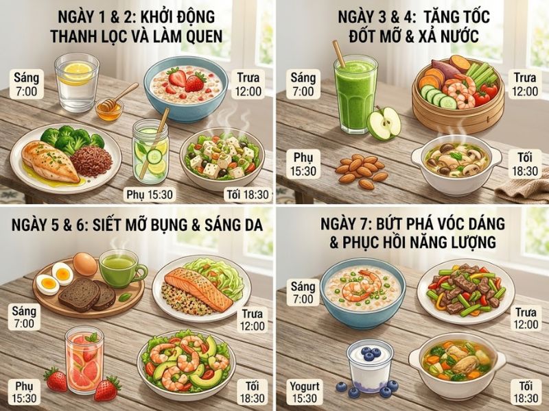 7 Ngày Áp Dụng Thực Đơn Detox Giảm Cân Đón Tết An Toàn 4 thực đơn detox giảm cân đón tết