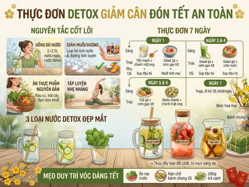 7 Ngày Áp Dụng Thực Đơn Detox Giảm Cân Đón Tết An Toàn 1 thực đơn detox giảm cân đón tết